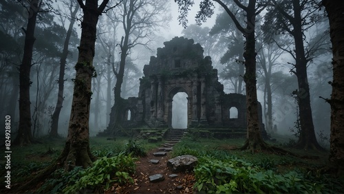 church in the fog