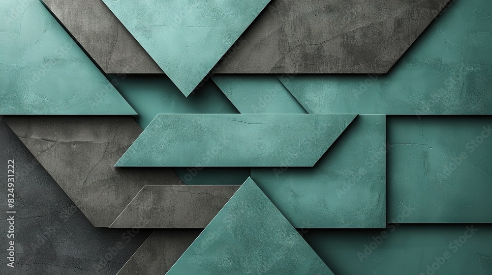 A close-up of a green and black wall, featuring a triangle pattern in its center The bottom half of the wall is black A close-up of a green and black wall, featuring a triangle pattern in its center The bottom half of the wall is black