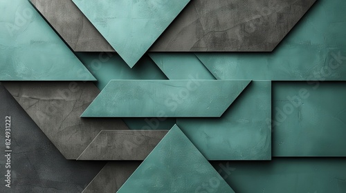  A close-up of a green and black wall, featuring a triangle pattern in its center The bottom half of the wall is black
