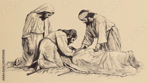 Biblical Illustration of Jesus' Burial and Resurrection, Ideal for article