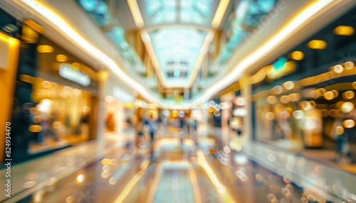 Captivating Blurred Views of a Stylish Shopping Mall Interior --ar 7 4