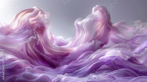   A woman in a flowing dress with hair billowing in the breeze against a sunny backdrop in a digital painting photo