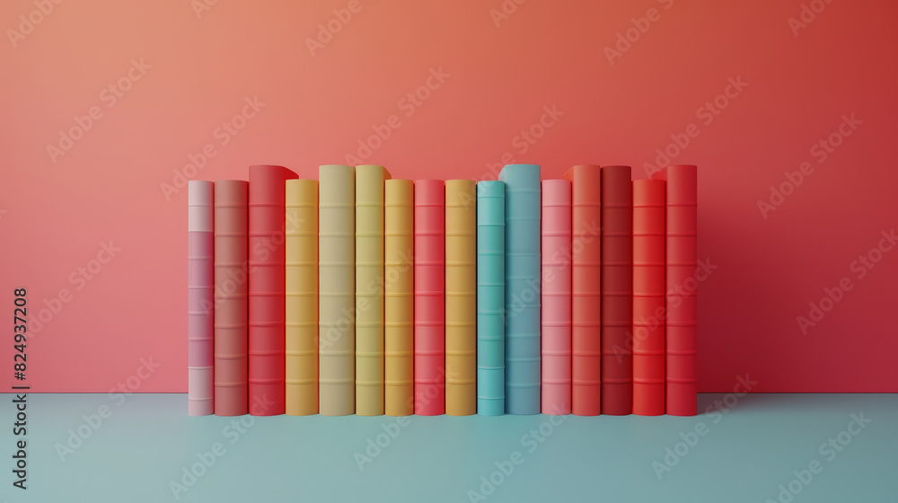 Colorful stacks of cylindrical objects arranged in a gradient pattern against a vibrant background, creating a visually appealing geometric design. Colorful stacks of cylindrical objects arranged in a gradient pattern against a vibrant background, creating a visually appealing geometric design.