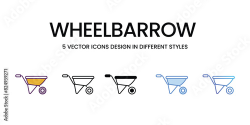 Wheelbarrow icons vector set stock illustration.
