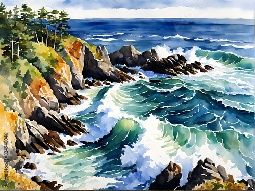 Crashing waves splendor dynamic beauty coastline