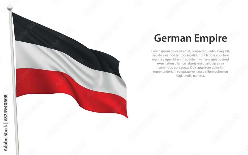 Isolated waving historical flag of German Empire Isolated waving historical flag of German Empire