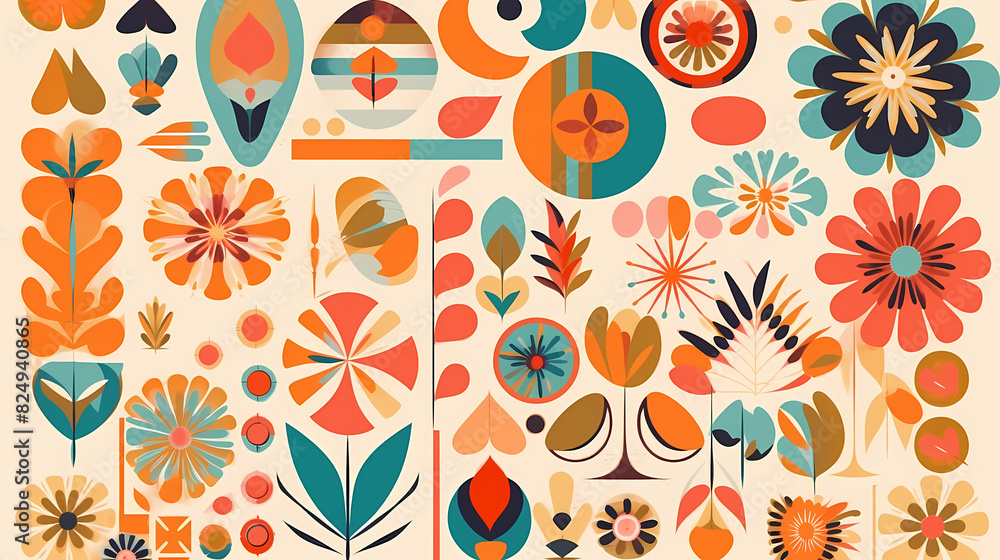 Set of abstract retro geometric shapes vector. Collection of contemporary figure, sparkle, arrow, flower in 70s groovy style Set of abstract retro geometric shapes vector. Collection of contemporary figure, sparkle, arrow, flower in 70s groovy style