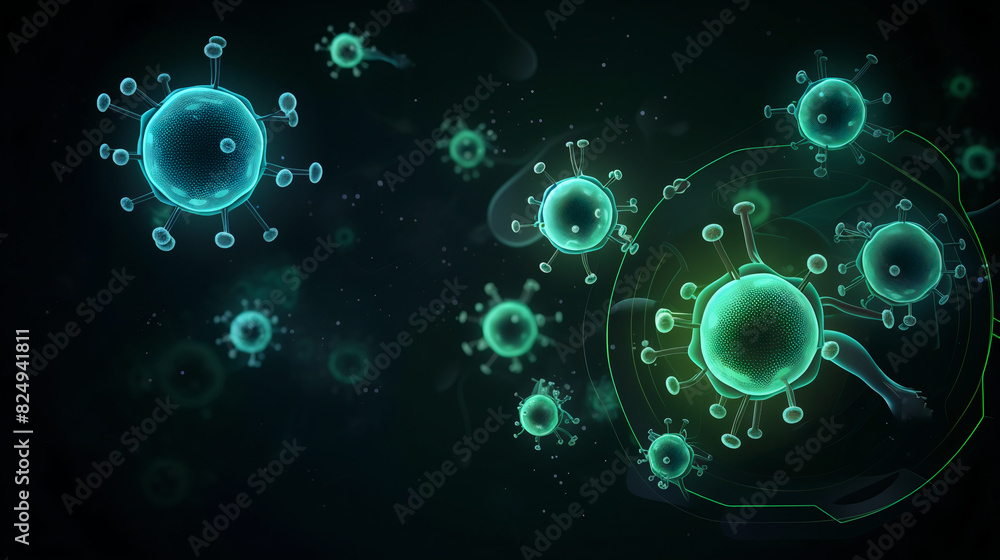 Viruses and bacteria background generative AI Viruses and bacteria background generative AI
