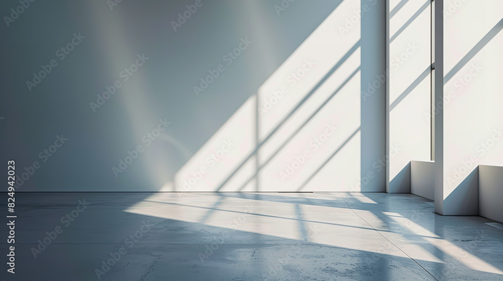Dramatic Sunlight Casting Shadows in a Modern Minimalist Studio Dramatic Sunlight Casting Shadows in a Modern Minimalist Studio