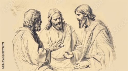 Jesus' Teaching on Humility and Service, Biblical Illustration of Devotion, Perfect for Religious Stock Photos © T Studio