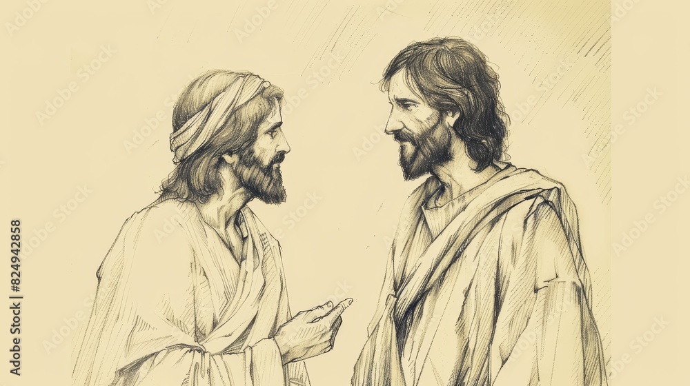 Jesus' Parable of the Unforgiving Servant, Biblical Illustration of Mercy, Perfect for Religious Stock Photos Jesus' Parable of the Unforgiving Servant, Biblical Illustration of Mercy, Perfect for Religious Stock Photos