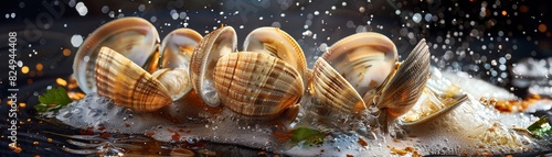 Geoduck, giant clam, served raw and sliced, Pacific Northwest seafood restaurant photo