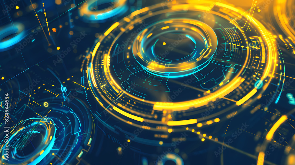 Futuristic hud interface circles yellow and blue vector image Futuristic hud interface circles yellow and blue vector image