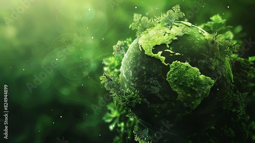 Fototapeta Naklejka Na Ścianę i Meble -  abstract eco concept lush green planet symbolizing environmental conservation