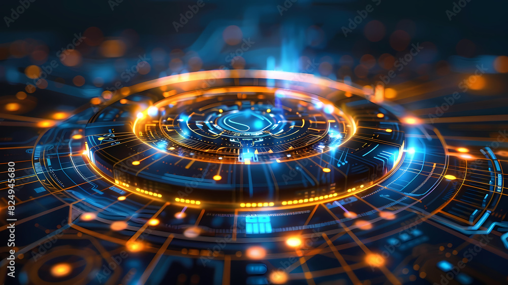 Futuristic hud interface circles yellow and blue vector image Futuristic hud interface circles yellow and blue vector image