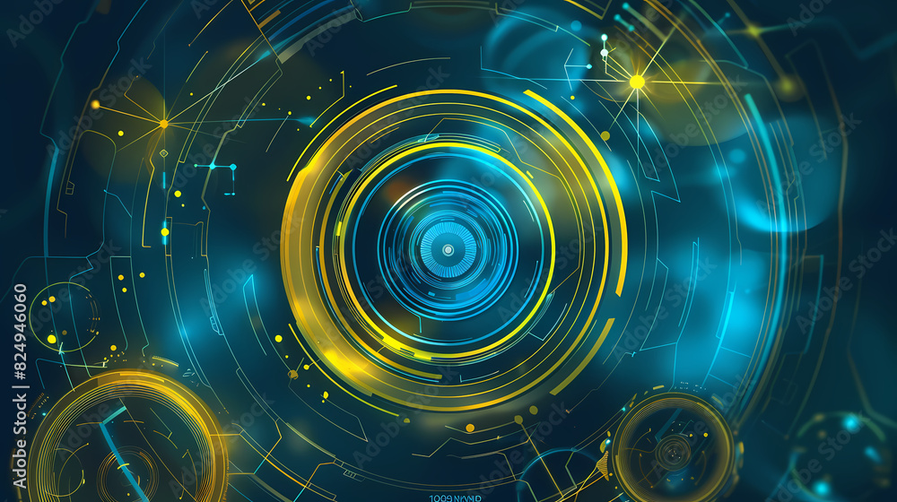 Futuristic hud interface circles yellow and blue vector image Futuristic hud interface circles yellow and blue vector image