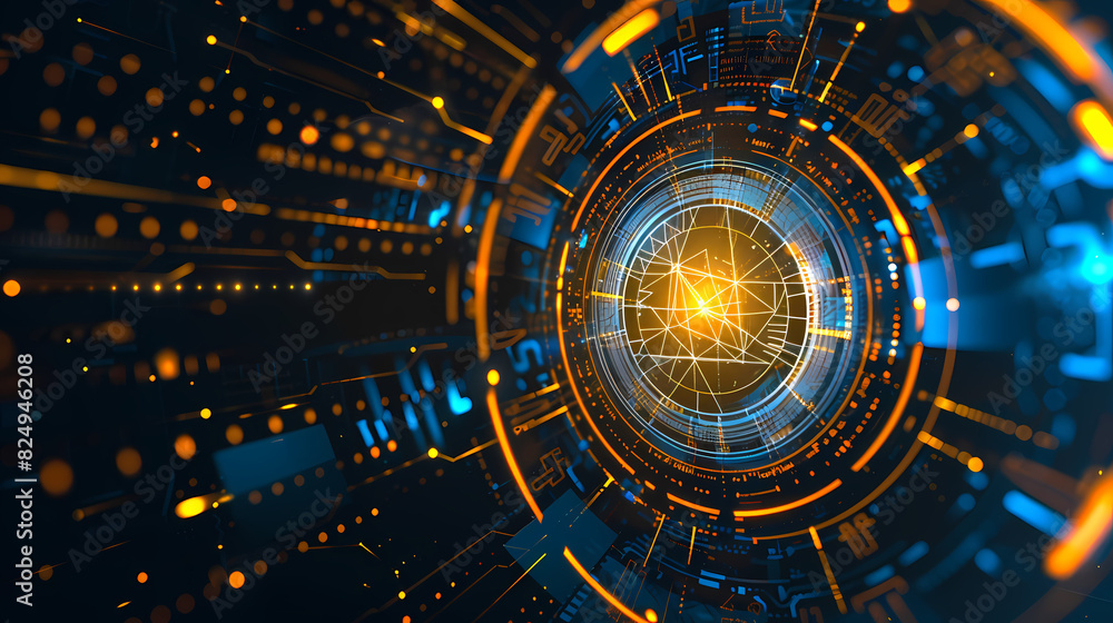 Fototapeta premium Futuristic hud interface circles yellow and blue vector image