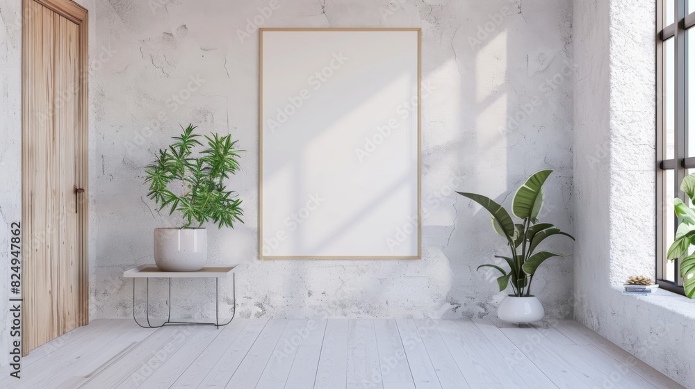 Frame mockup the size of paper. Mockup of wall poster in living room. mockup of an interior with a background of a house. contemporary home decor. 3D render. Frame mockup the size of paper. Mockup of wall poster in living room. mockup of an interior with a background of a house. contemporary home decor. 3D render.