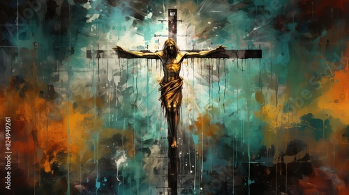 abstract digital painting of Jesus on the cross