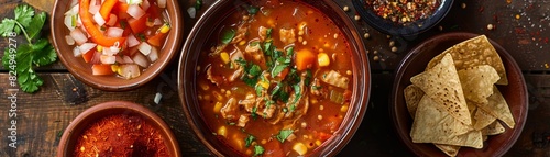 Menudo, tripe soup believed to cure hangovers, served in a Mexican family home photo