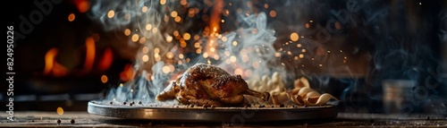 Ortolan, small bird eaten whole, clandestine French dining, dimly lit secretive setting photo