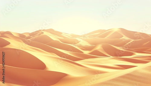 Ethereal Desert  A Surreal View of Sandy Dunes under the Soft Sunlight