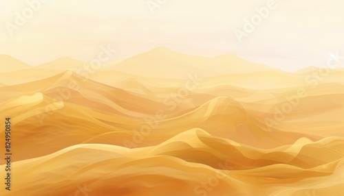 Ethereal Beauty  The Desert Dunes Under a Soft Sunlit Sky