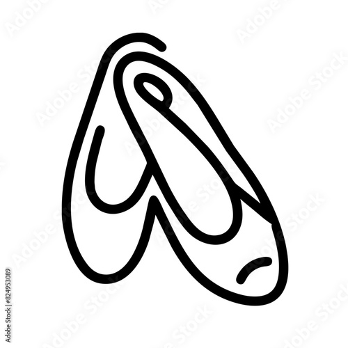 Delicate black and white vector portrayal of ballet shoes on transparent background, symbolizing grace, poise, and the artistry of dance.