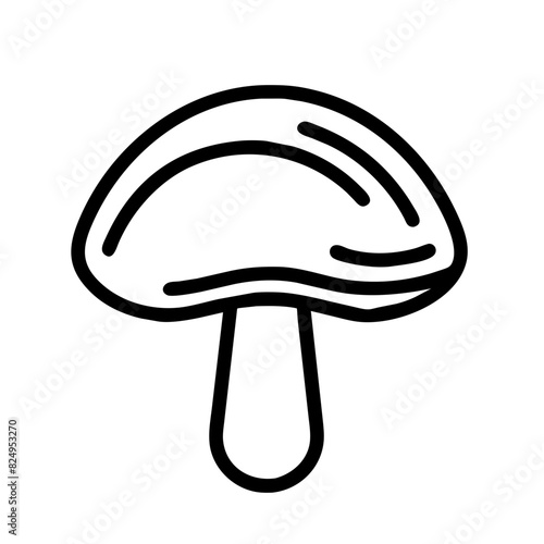 Black and white vector illustration of plump mushrooms on transparent background, offering earthy richness and culinary versatility, a delightful addition to gourmet cuisine and farm-to-table designs