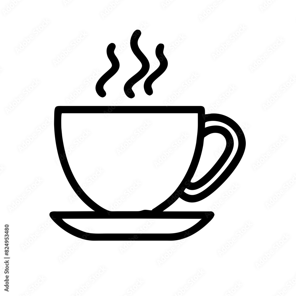 black and white vector illustration of a cup of coffee with steam rising from it on a transparent background, symbolizing warmth, comfort, freshly brewed beverage, cafes, breakfast, and cozy moments black and white vector illustration of a cup of coffee with steam rising from it on a transparent background, symbolizing warmth, comfort, freshly brewed beverage, cafes, breakfast, and cozy moments