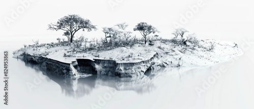 Modern nature national park background wallpaper, backdrop, texture, Serengeti National Park, Tanzania, isolated. LIDAR model, elevation scan, topography map, 3D render, template, aerial, drone