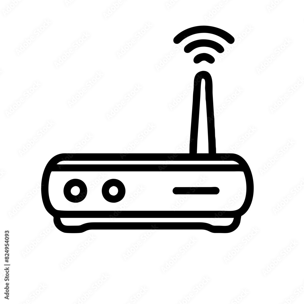 black and white vector illustration of a WiFi router on a transparent background, symbolizing wireless internet connectivity, technology, communication, networking, digital lifestyle black and white vector illustration of a WiFi router on a transparent background, symbolizing wireless internet connectivity, technology, communication, networking, digital lifestyle