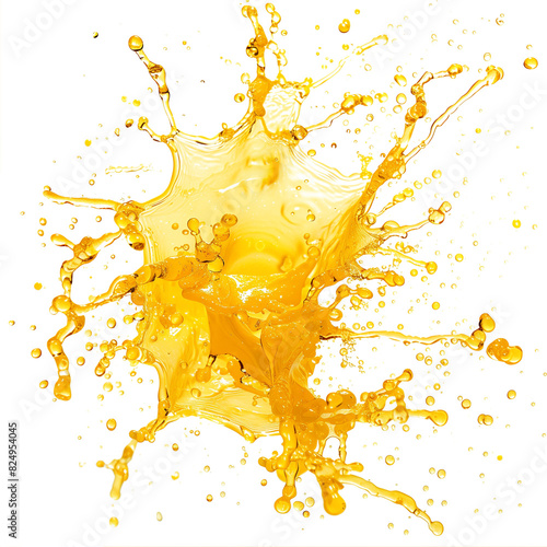 yellow water explosion effect isolated or on white background	


