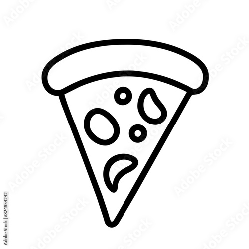 Delectable black and white vector portrayal of a mouthwatering pizza slice on transparent background, showcasing cheesy goodness and inviting indulgence, perfect for pizzerias and foodies