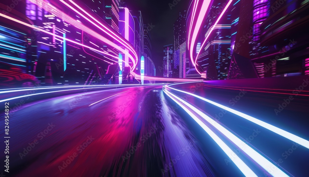 Neon Glow: Dynamic City Streets and Car Culture in Abstract Motion -- AR 7:4 Neon Glow: Dynamic City Streets and Car Culture in Abstract Motion -- AR 7:4