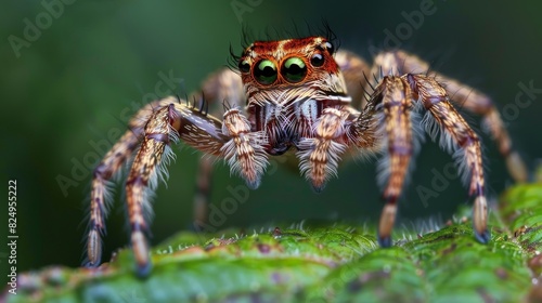 A close-up of a jumping spider. photo