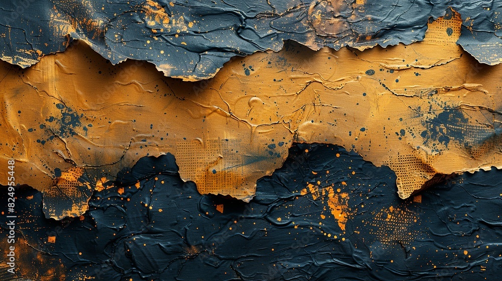 Obraz premium Textures illustration A creative depiction of an old paper surface texture with a cardboard background, featuring grunge elements and a subtle halftone vector overlay with monochrome splatters.