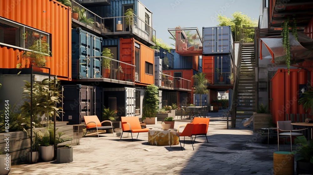 Fototapeta premium A photo of Residences within a Container Community