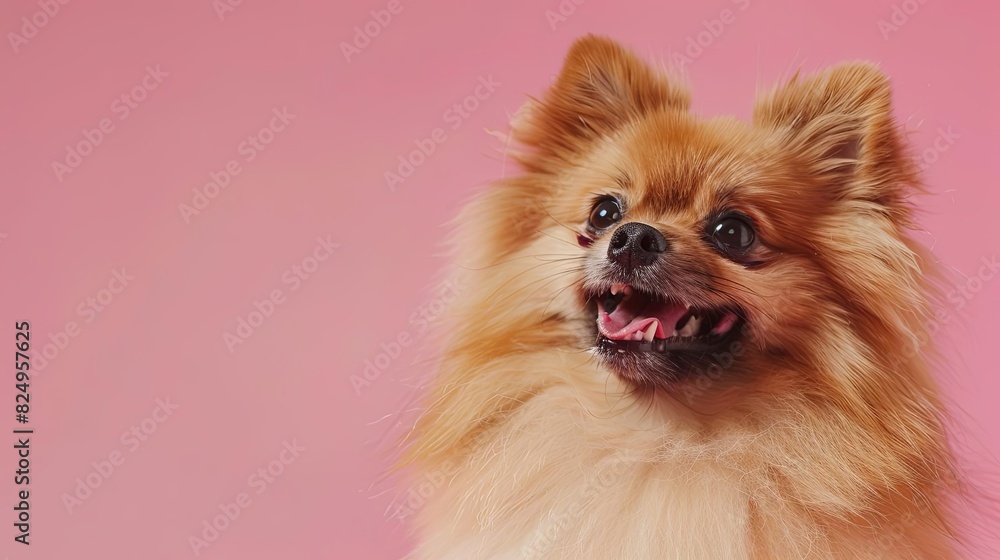 cute and joyful pomeranian dog portrait with copy space pet photography banner cute and joyful pomeranian dog portrait with copy space pet photography banner