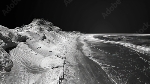 Modern nature national park background wallpaper, backdrop, texture, Skeleton Coast National Park, Namibia, isolated. LIDAR model, elevation scan, topography map, 3D render, template, aerial, drone photo