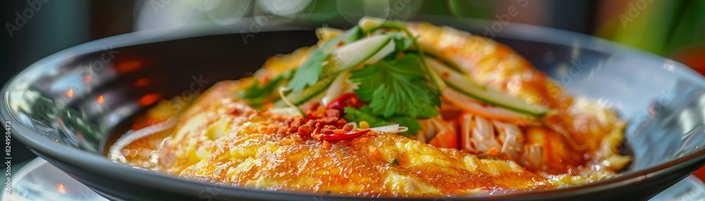 Thaistyle crab omelette, fluffy and packed with crab meat, lively street food stall in Phuket Thaistyle crab omelette, fluffy and packed with crab meat, lively street food stall in Phuket