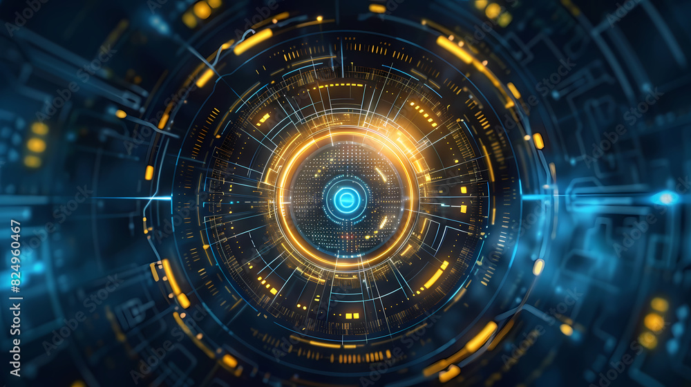 Futuristic hud interface circles yellow and blue vector image Futuristic hud interface circles yellow and blue vector image