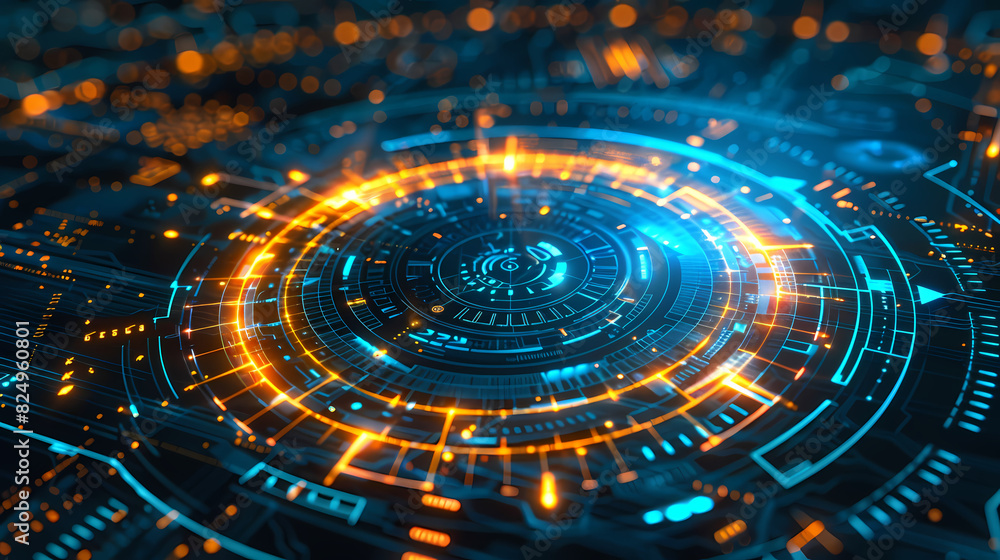 Futuristic hud interface circles yellow and blue vector image Futuristic hud interface circles yellow and blue vector image