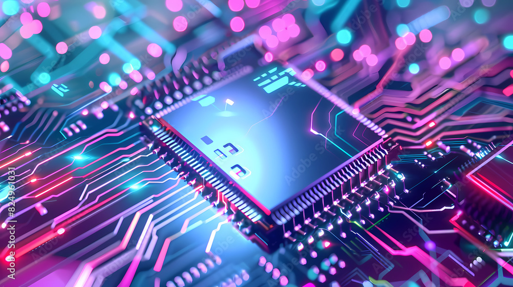 Circuit board technology cpu microprocessor vector image Circuit board technology cpu microprocessor vector image