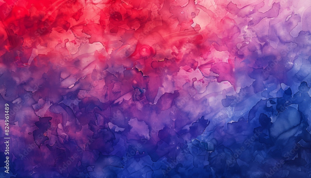 Fototapeta premium Vibrant Abstract Watercolor Symphony: A Fiery Palette of Red, Purple, and Blue --ar 7:4