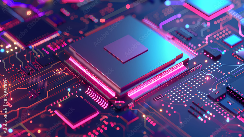 Circuit board technology cpu microprocessor vector image Circuit board technology cpu microprocessor vector image