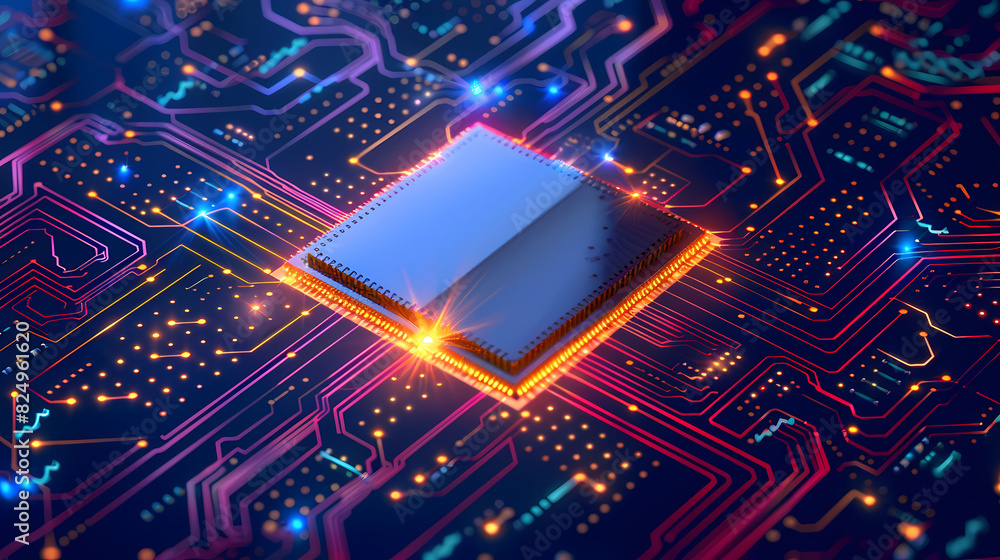 Circuit board technology cpu microprocessor vector image Circuit board technology cpu microprocessor vector image