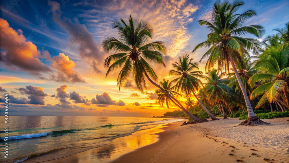 island-palm-tree-sea-sand-beach--panoramic-beach