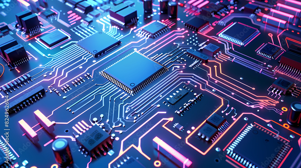 Circuit board technology cpu microprocessor vector image Circuit board technology cpu microprocessor vector image