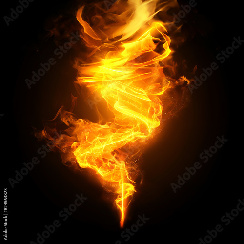 fire and burning flame isolated on dark background for graphic design